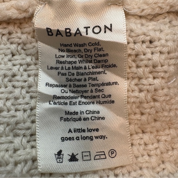 Aritzia BABATON Erickson Cable Knit Turtleneck Sweater Cream - Picture 7 of 8